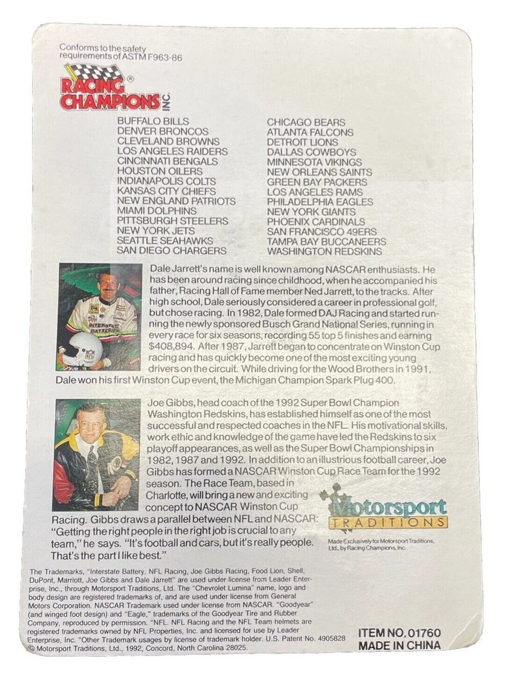 Dale Jarrett #18 Racing Champions NFL Racing 49ers 1:64 Scale Die Cast